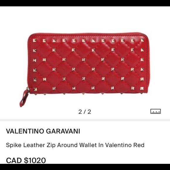 Valentino Rockstud Leather Zip Around Wallet in Valentino Red. - Picture 5 of 6